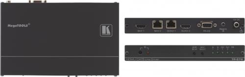 KRAMERELECTRONICSTP576 HDMI, Data & IR over Twisted Pair Transceiver; HDCP Compliant; 3D Pass-Through; HPD Pass Thru - Passes hot plug detect signals from display to source; Active Input/Output LED Indicators; Flexible Control - Front panel, RS-232 & IR switching; SHIPPING WEIGHT:: 1.0kg (2.2lbs) approx; INCLUDED ACCESSORIES:: Power supply, bracket installation kit; OPTIONS:: RK-T2B 19