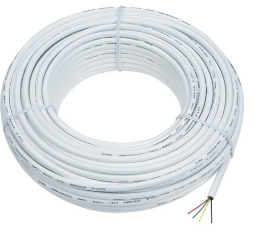 RCA TP004WHR 100 foot Station Wire in White Color, UL approved, For indoor and outdoor use, Insulated phone station wire, Connects to junction boxes and wall plates, Four wire system works with one or two phone lines, UPC 079000319023 (TP004WHR T-P004WHR)
