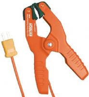 Extech TP200 Type K Pipe Clamp Temperature Probe, Hands-free superheat/subcooling temperature measurement, Spring-loaded jaw for secure grip on pipe from 0.25" (6.35mm) to 1.5" (38mm) diameter, For use with any Thermometer or MultiMeter with a Type K thermocouple input, UPC 793950388204 (TP-200 TP 200) 
