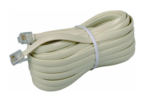 RCA TP243R 25 foot Phone Line Cord; Connects your phone or modem to a phone outlet; Standard phone connectors on both ends; Ivory color blends with many kitchen, bedroom, or living room settings; Connect two phone devices together or connect a phone to a wall jack; Lifetime Warranty; UPC 079000404002 (TP243R TP-243R)