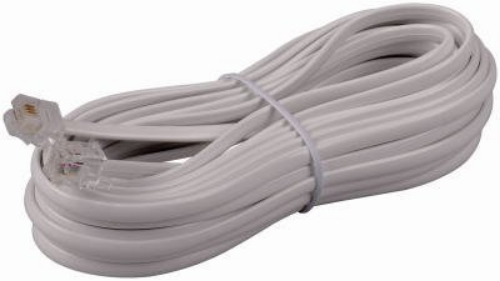RCA TP243WHR 25 foot Phone Line Cord, Connects your phone or modem to a phone outlet, Standard phone connectors on both ends, White color cord, Connect two phone devices together or connect a phone to a wall jack, Lifetime warranty, UPC 044476053252 (TP243WHR TP-243WHR)