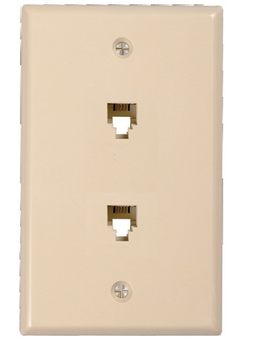 RCA TP253R Duplex jack phone wall plate, Connects to phone wire and mounts two phone jacks on your wall, Ivory finish, Four wire system works with all two or four wire systems, Mounts to standard electrical outlet box or flush mounts to drywall, Lifetime warranty, UPC 079000404071 (TP253R TP-253R)