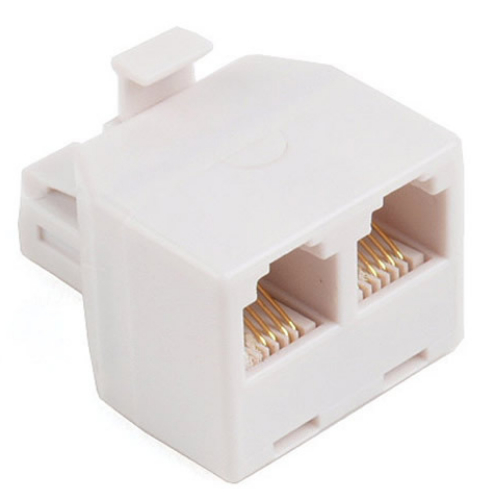 RCA TP257WHR Duplex Modular Jack, Converts a single phone jack into two, Allows use of standard phone connector, Four wire system works with all two or four wire systems, White finish, Lifetime warranty, , UPC 079000308614 (TP257WHR TP-257WHR)
