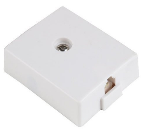 RCA TP267WHR Surface-mount Baseboard Phone Jack, Connects to phone wire and mounts a modular phone jack on your baseboard, Allows use of standard phone connector, White finish, Four wire system works with all two or four wire systems, Lifetime warranty, UPC 079000404125 (TP267WHR TP-267WHR)