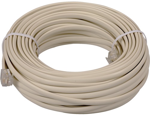 RCA TP443R 50 foot Phone Line Cords with Connectors in Ivory Color, Two or four wire systems, Standard phone connectors on both ends, Use as an extension cord for your phone, Flexible and functional for today's telephone devices, Connect two phone devices together or connect a phone to a wall jack, UPC 079000309840 (TP-443R TP443R)