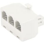 RCA TP6258WHR Modular Triplex 3-line Phone Jack; This 6-conductor multi line adapter can turn 1 line into many; It separates 3 line phone jacks; It is ideal for use with separate phone, fax or modems; Allows up to 3 telephone numbers on 3 separate lines; White finish; UPC 044476066962 (TP6258R TP-6258R) 