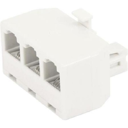 RCA TP6258WHR Modular Triplex 3-line Phone Jack; This 6-conductor multi line adapter can turn 1 line into many; It separates 3 line phone jacks; It is ideal for use with separate phone, fax or modems; Allows up to 3 telephone numbers on 3 separate lines; White finish; UPC 044476066962 (TP6258R TP-6258R)