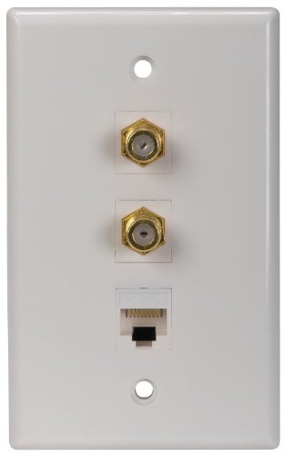 RCA TPH558R White CAT5/6 and Dual Coax Wall Plate; This RCA Dual Coax Cat5/6 Wall Plate covers wires coming into a mounted electrical box; It's easy to install, just mount with screws and attach cables to front of plate; Works with Single Cat5/Cat6 and Dual Coax Connections; UPC 044476072796 (TPH558R TP-H558R)