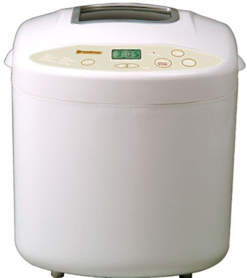 Breadman TR520 Bread Maker, Makes a 2lbs. horizontal loaf, 1-hour keep warm cycle, Fast-bake bread in under 1 hour, 13-hour delay timer, Crust color control light, medium and dark (TR-520 TR 520)