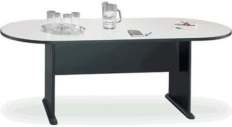 Bush TR84284 Advantage Slate Racetrack Conference Table, White Spectrum Finish, Panel base for stability, Levelers adjust for stability on uneven floors, Durable PVC edge banding protects from dents, Seats 6 people comfortably (TR 84284 TR-84284 84284)