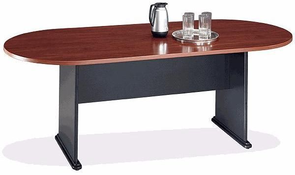 Bush TR90484A Racetrack Conference Table, Advantage Series A Collection, Hansen Cherry Finish, Durable PVC edge banding resists collisions and dents, Comfortable seating for six people, Durable 1