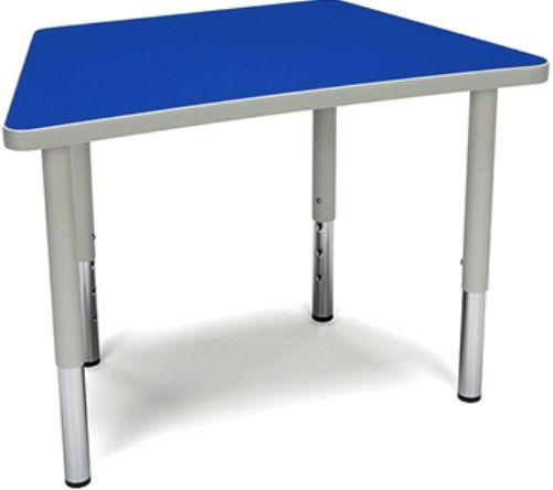 OFM TRAP-SL-BLU Adapt Series Trapezoid Table, Sturdy and stable stainless-steel legs, Trapezoid shape allows for plenty of space, Table adaptable to any height, 18-26