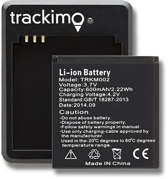 Trackimo TRK700 USB Charging Dock And Battery, Trackimo GPS-USB-Charging, 600mAh, Dimensions 6.2
