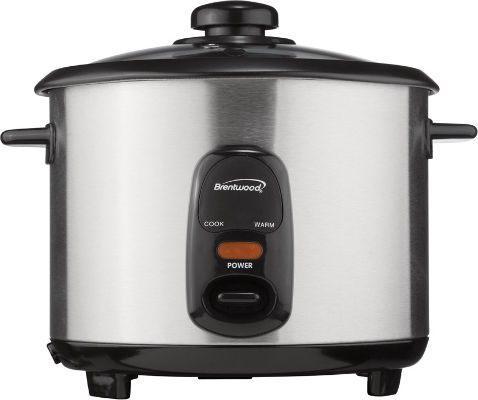 Brentwood Appliances TS-10 Stainless Steel 5 Cup Rice Cooker, 5 Cup Capacity, Stainless Steel Body, Non-Stick Coated Inner Pot, Elegant Design, Automatic Shut Off, Dimensions 10.75