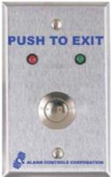Alarm Controls TS-11 3/4 in Dia. Metal Pushbutton; Labeled “Push To Exit”; Red, Green Leds Operate on 12 or 24 Volts Independently Wired; Momentary Action Switch; D.P.D.T. Contacts Rated 4A. @ 25 Vdc or 120 Vac; Switch terminated With Color Coded Leads and mounted on 1.75 Inch 302 Stainless Steel Wallplate; 1.5 Inch Depth Behind Plate; UPC 604840970112 (TS-11 TS-11 TS11)  