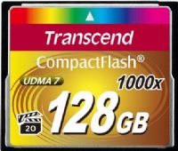 Transcend TS128GCF1000 Ultimate Flash memory card - 128 GB CompactFlash, 128 GB Storage Capacity, 1000x : 160 MB/s read 120 MB/s write Speed Rating, CompactFlash Card Form Factor, MLC NAND Flash Technology, 3.3 - 5 V Supply Voltage, UPC 760557823957 (TS128GCF1000 TS 128GCF 1000 TS-128GCF-1000) 