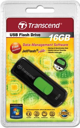 Transcend TS16GJF500 JetFlash 500 16GB Retracable Flash Drive (Green Slider), Black, Read 15 MByte/s, Write 7 MByte/s, Capless design with a sliding USB connector, Fully compatible with USB 2.0, Easy plug and play installation, USB powered. No external power or battery needed, Offers a free download of Transcend Elite data management tools, UPC 760557817550 (TS-16GJF500 TS 16GJF500 TS16G-JF500 TS16G JF500)