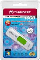 Transcend TS16GJF530 JetFlash 530 16GB Retracable Flash Drive (Green Slider), White, Read 15 MByte/s, Write 7 MByte/s, Capless design with a sliding USB connector, Fully compatible with USB 2.0, Easy plug and play installation, USB powered, No external power or battery needed, Offers a free download of Transcend Elite data management tools, UPC 760557818144 (TS-16GJF530 TS 16GJF530 TS16G-JF530 TS16G JF530) 