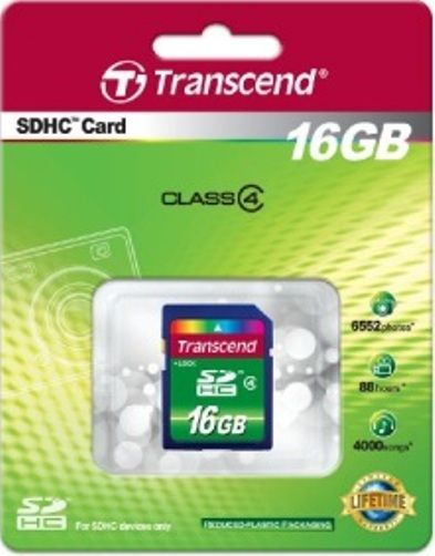 Transcend TS16GSDHC4 Standard SDHC 16GB Memory Card, Fully compatible with SD 2.0 Standards, Class 4 compliant, Easy to use, plug-and-play operation, Built-in Error Correcting Code (ECC) to detect and correct transfer errors, Supports Content Protection for Recordable Media (CPRM), Supports auto-standby, power-off and sleep modes, UPC 760557818564 (TS-16GSDHC4 TS 16GSDHC4 TS16G-SDHC4 TS16G SDHC4)