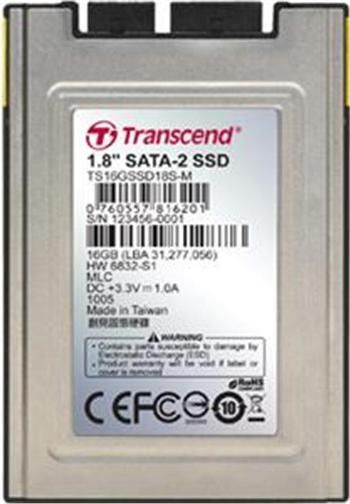 Transcend TS16GSSD18S-M Internal 16GB 1.8 Inch SSD Solid State Drive, Read 240MB/s, Write 170MB/s, Fully compatible with devices and OS that support the SATA II 3Gb/s standard, Non-volatile Flash Memory for outstanding data retention, Built-in ECC (Error Correction Code) functionality and wear-leveling algorithm ensures highly reliable of data transfer, UPC 760557816201 (TS16GSSD18SM TS16GSSD18S TS16G-SSD18S-M TS16G SSD18S-M)