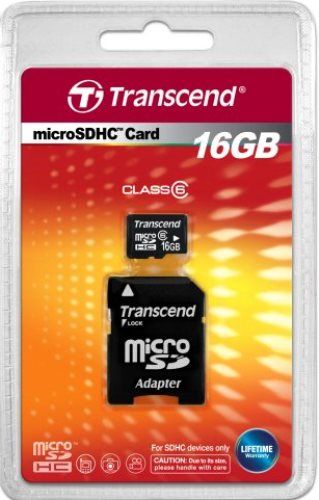 Transcend TS16GUSDHC6 microSDHC Class 6 (Premium) 16GB Memory Card with microSD Adapter, Fully compliant with the SD 2.0 standard, Only 10% the size of a standard SD card, SDHC Class 6 speed rating guarantees fast and reliable write performance, Built-in Error Correcting Code (ECC) to detect and correct transfer errors, UPC 760557815075 (TS-16GUSDHC6 TS 16GUSDHC6 TS16G-USDHC6 TS16G USDHC6)