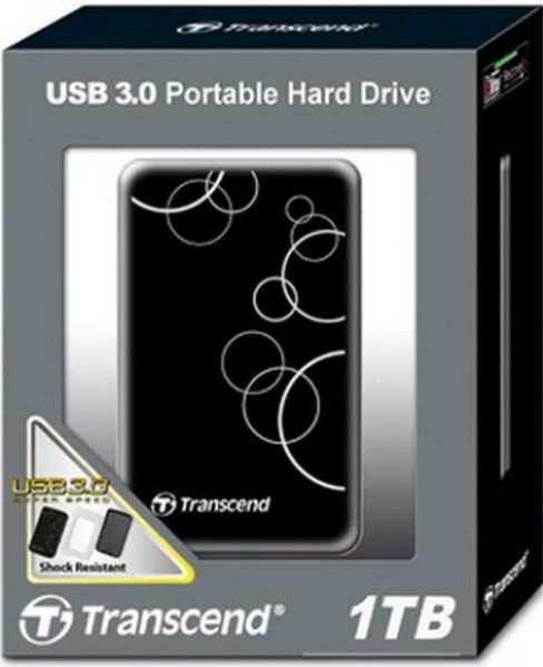 Transcend TS1TSJ25A3K StoreJet 25A3 (USB 3.0) 1TB Portable 2.5
