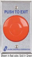 ALARM CONTROLS TS21G 1 N/O & 1 N/C 10a.MOMENTARY SWITCH, 2 1/2in DIA. GREEN MUSHROOM BUTTON, PUSH TO EXIT, S.G. PLATE (DAT.TS21G) 