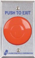 ALARM CONTROLS TS21R 1 N/O & 1 N/C 10a.MOMENTARY SWITCH, 2 1/2in DIA. RED MUSHROOM BUTTON, PUSH TO EXIT, S.G. PLATE (DAT.TS21R) 