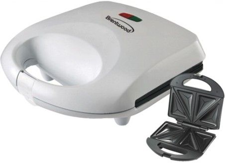Brentwood Appliances TS-240W Sandwich Maker, White, Non-Stick Coating, Cool Touch Housing and Handle, Power and Ready Light Indicators, Cord Storage, Stands Upright for Compact Storage, UPC 71010001099 (TS240W TS 240W TS-240 TS240-W TS240WHT)