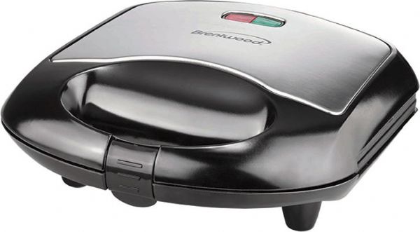 Brentwood Appliances TS-243 Waffle Maker in Black Color, Cooks two waffles in about 6-10 minutes, Non-stick surface makes cleaning easy, Cool touch handle, Indicator lights for power and ready status, Compact design for easy storage, Dimensions 9.75