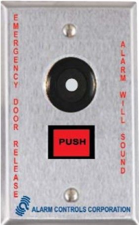 Alarm Controls TS-25 Emergency Door Release, Red 5/8 x 7/8 Inch Rectangular Push Button Labeled 