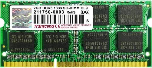Transcend TS256MSK64V3U DDR3 204Pin SO-DIMM DDR3-1333 Unbuffer Non-ECC 2GB Memory Module, JEDEC standard 1.5V +/- 0.075V Power supply, 8 bit pre-fetch, Burst Length 4, 8; Bi-directional Differential Data-Strobe, Internal calibration through ZQ pin, On Die Termination with ODT pin, UPC 760557812999 (TS-256MSK64V3U TS 256MSK64V3U TS256M-SK64V3U TS256M SK64V3U)