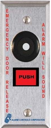 Alarm Controls TS-26 Emergency Door Release, Red 5/8 X 7/8 Inch Rectangular Pushbutton, Pushbutton Labeled 
