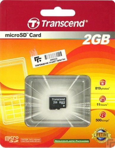 Transcend TS2GUSDC microSD 2GB Memory Card without Adapter, Only 10% the size of a standard SD card but with all the same features and performance, Mechanical write protection switch on adapter, Easy to use, plug-and-play operation, Built-in Error Correcting Code (ECC) to detect and correct transfer errors, UPC 760557812937 (TS-2GUSDC TS 2GUSDC TS2G-USDC TS2G USDC)