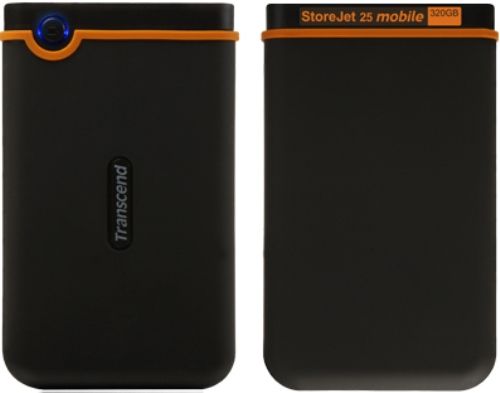 Transcend TS320GSJ25M StoreJet 25M Mobile 320GB External Hard Drive, Black/Orange, 2.5