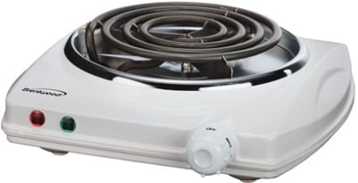 Brentwood TS-322 Electric Single Burner in White, Automatic Safety Shut-Off with Thermal Fuse, Fast-Heat Up, Cast Iron Heating Element, Durable, Easy to Clean Powdered Housing, Thermostat Regulated Variable Temperature Control, Power Light Indicator, UPC 857749002174 (TS322 TS 322)