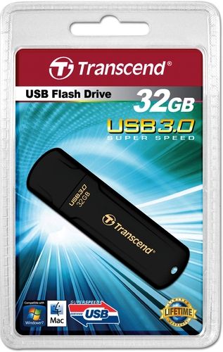 Transcend TS32GJF700 JetFlash700 32GB USB 3.0 Flash Drive, Black, Fully compatible with SuperSpeed USB 3.0 & Hi-Speed USB 2.0, Easy Plug and Play installation, USB powered, LED usage status indicator, Offers a free download of Transcend Elite data management tools, Sturdy structure & smooth surface, UPC 760557819448 (TS-32GJF700 TS 32GJF700 TS32G-JF700 TS32G JF700)