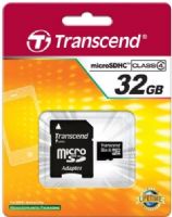 Transcend TS32GUSDHC4 microSDHC 32GB Memory Card with Adapter, Fully compatible with SD 2.0 Standards, SDHC Class 4 compliant, Easy to use, plug-and-play operation, Built-in Error Correcting Code (ECC) to detect and correct transfer errors, Complies with Secure Digital Music Initiative (SDMI) portable device requirements, UPC 760557819844 (TS-32GUSDHC4 TS 32GUSDHC4 TS32G-USDHC4 TS32G USDHC4) 