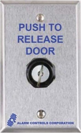 Alarm Controls TS-33 Wall Mounted Key Controlled Door Release, Labeled 