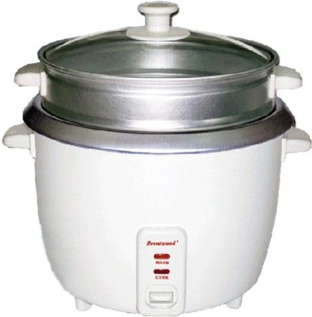 Brentwood TS-480S Rice Cooker and Steamer, White, 2.5 Liter Capacity, Steamer Attachment Included, Non-Stick Coated Inner Pot, Automatic Shut Off, UPC 181225000102 (TS480S TS 480S)