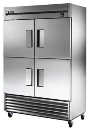 True TS-49-4 Reach-In 300 Series Stainless Steel Solid Half Door Refrigerator, 4 Doors, Capacity 49 Cu.Ft, 6 Shelves, Adjustable, heavy duty PVC coated shelves (TS494 TS-494 TS49-4 TS-49 TS 49)
