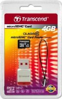 Transcend TS4GUSDHC6-P3 microSDHC Class 6 (Premium) 4GB Memory Card with P3 Card Reader, Fully compliant with the SD 2.0 standard, Only 10% the size of a standard SD card, SDHC Class 6 speed rating guarantees fast and reliable write performance, Built-in Error Correcting Code (ECC) to detect and correct transfer errors, UPC 760557815068 (TS4GUSDHC6P3 TS4GUSDHC6 P3 TS4G-USDHC6-P3 TS4G USDHC6-P3) 