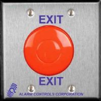 Alarm Controls TS50 Red Push Button Momentary 1NO 1NC Double Gang Stainless Steel, Red 2.5" Dia. Mushroom Button, Labeled "Exit", One Normally Open & One Closed Contact, Momentary Action Switch, Switch Mounted on Two Gang Stainless Steel Wallplates, Switch Depth 2 Inches, UPC 604840362412 (TS 50 TS-50 TS50) 