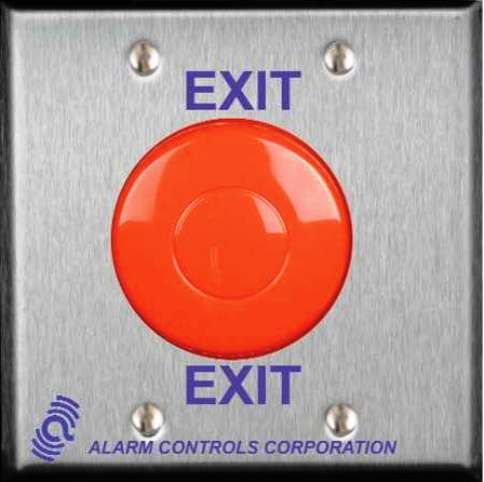 Alarm Controls TS50 Red Push Button Momentary 1NO 1NC Double Gang Stainless Steel, Red 2.5