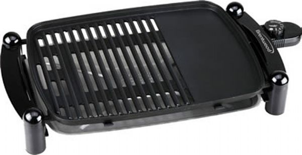 Brentwood Appliances TS-640 Indoor Electric BBQ Grill, Non-Stick Black, Fat-Free Cooking for Healthy Living Style, Removable Adjustable Thermostat Control with LED Light Indicator, Non-Stick Coating, Cool Touch Handle, Designed for Easy Cleaning, Dimensions 22