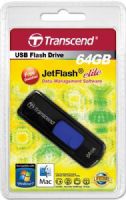 Transcend TS64GJF500 JetFlash 500 64GB Retracable Flash Drive (Navy Blue Slider), Black, Read 32 MByte/s, Write 18 MByte/s, Capless design with a sliding USB connector, Fully compatible with USB 2.0, Easy plug and play installation, USB powered. No external power or battery needed, Offers a free download of Transcend Elite data management tools, UPC 760557819271 (TS-64GJF500 TS 64GJF500 TS64G-JF500 TS64G JF500) 