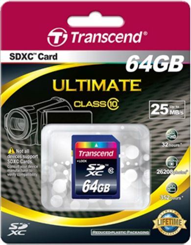 Transcend TS64GSDXC10 SDXC (Ultimate) 64GB Memory Card, Fully compatible with SD 3.0 Standards, Class 10 compliant, Supports exFAT file system, Easy to use, plug-and-play operation, Built-in Error Correcting Code (ECC) to detect and correct transfer errors, Supports Content Protection for Recordable Media (CPRM), UPC 760557818380 (TS-64GSDXC10 TS 64GSDXC10 TS64G-SDXC10 TS64G SDXC10)