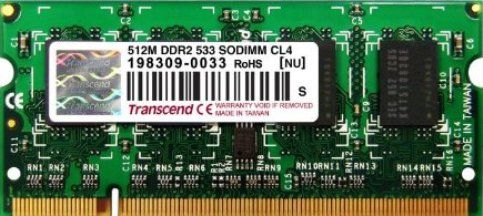 Transcend TS64MSQ64V5J DDR2 Sdram Memory Module, 512 MB Storage Capacity, DDR2 SDRAM Technology, SO DIMM 200-pin Form Factor, 533 MHz - PC2-4200 Memory Speed, CL4 Latency Timings, Non-ECC Data Integrity Check, Unbuffered RAM Features, 64 x 8 Chips Organization, 1 x memory - SO DIMM 200-pin Compatible Slots, UPC 760557795629 (TS64MSQ64V5J TS64 MSQ64-V5J TS64 MSQ64 V5J) 