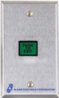 ALARM CONTROLS TS7 5/8 x 7/8in GREEN ILLUMINATED PUSHBUTTON, D.P.D.T. 3 A. CONTACTS, PUSH TO EXITS.G. PLATE (DAT.TS7) 