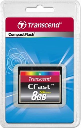 Transcend TS8GCFX500 CFast 8GB Flash Memory Card, Read speed 112 MB/s, Write speed 92 MB/s, CFast Version 1.0 Compliant, Integrates SATA interface into the existing CF card form factor, Fully compatible with devices and OS that support the SATA 3Gb/s standard, Non-volatile SLC Flash Memory for outstanding data retention, UPC 760557818830 (TS-8GCFX500 TS 8GCFX500 TS8G-CFX500 TS8G CFX500)